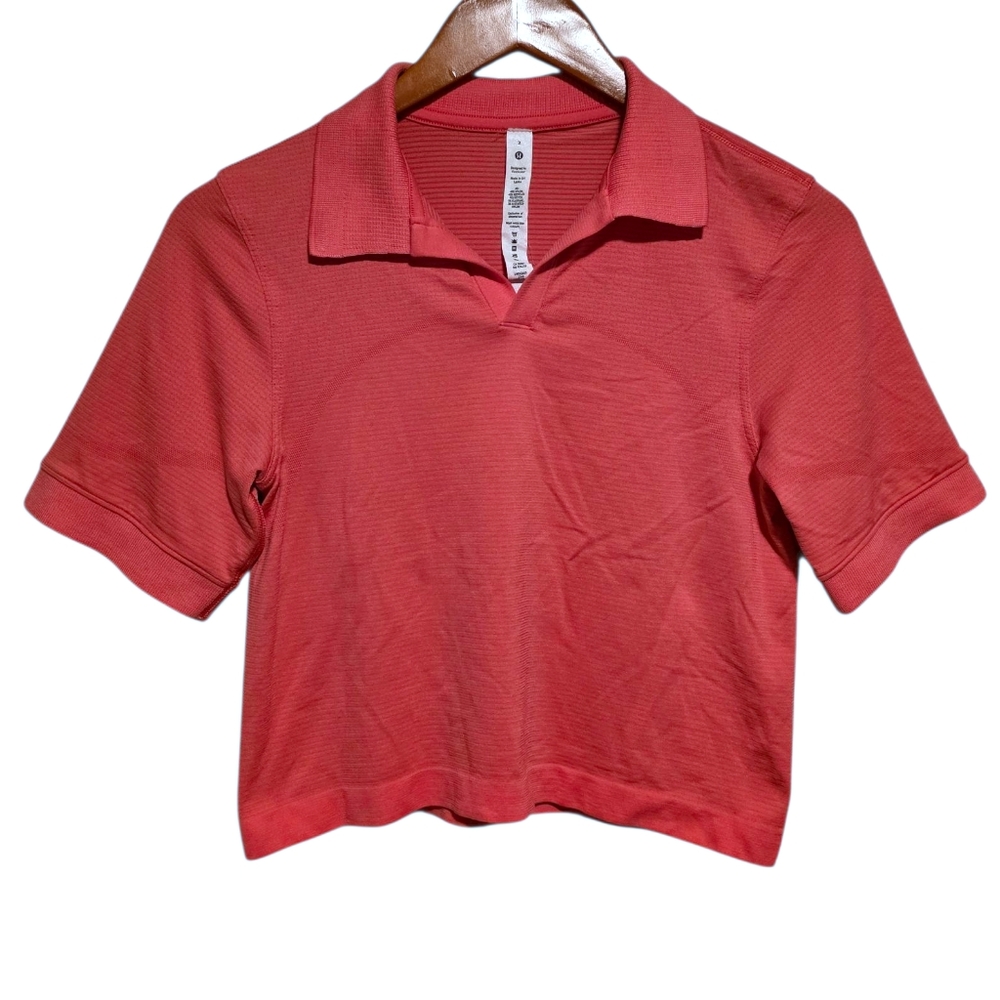lululemon Swiftly Tech Relaxed-Fit Polo Shirt Lip Gloss Size 2